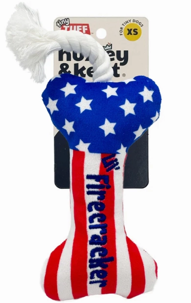 *Seasonal- SUMMER* Lulubelles Tiny Tuffs Dog Toy - Lil' Firecracker Bone