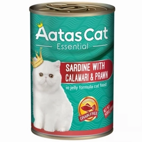 Aatas Cat Essential Sardine With Calamari & Prawn In Jelly Canned Cat Food 400g cat food cans soft cat food high protein cat food natural cat food senior cat food