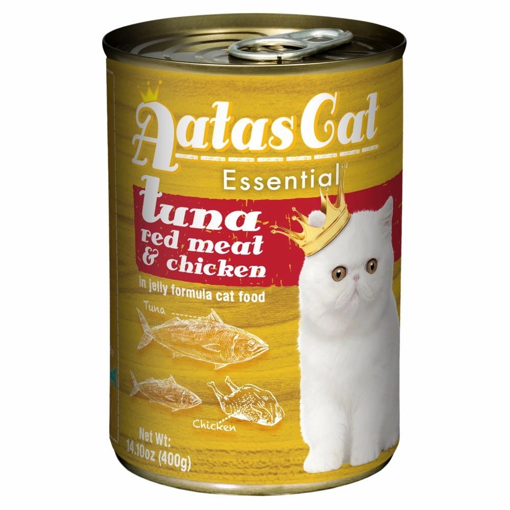 Aatas Cat Essential Tuna Red Meat & Chicken in Jelly Canned Cat Food 400g cat food cans soft cat food high protein cat food natural cat food senior cat food