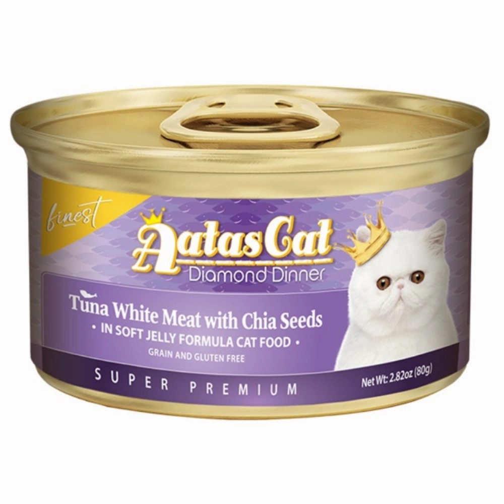 Aatas Cat Finest Diamond Dinner Tuna with Chia Seeds in Soft Jelly Canned Cat Food 80g dry cat food cat treats grain free cat food kitten treats cat dental treats