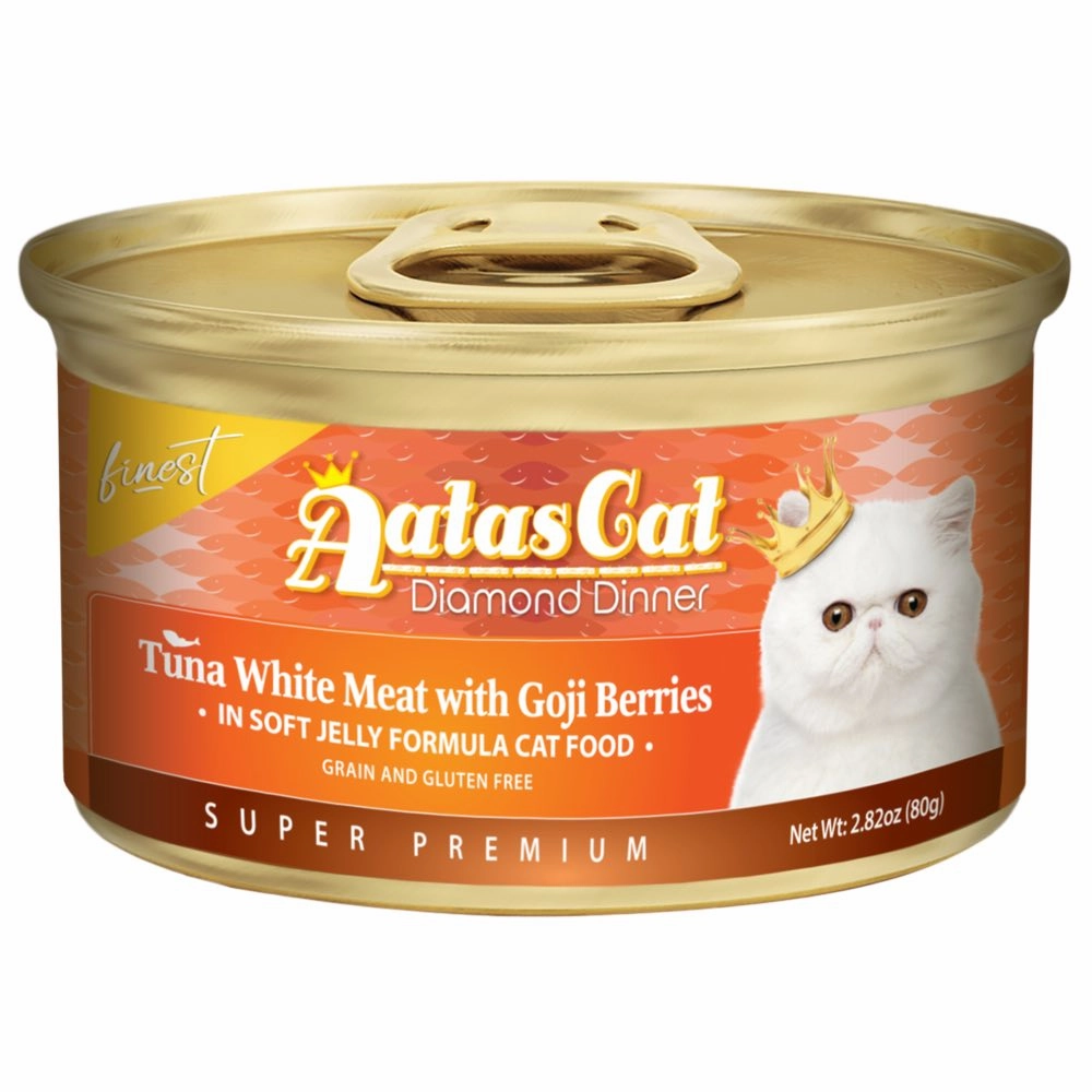 Aatas Cat Finest Diamond Dinner Tuna with Goji in Soft Jelly Canned Cat Food 80g cat food cans soft cat food high protein cat food natural cat food senior cat food