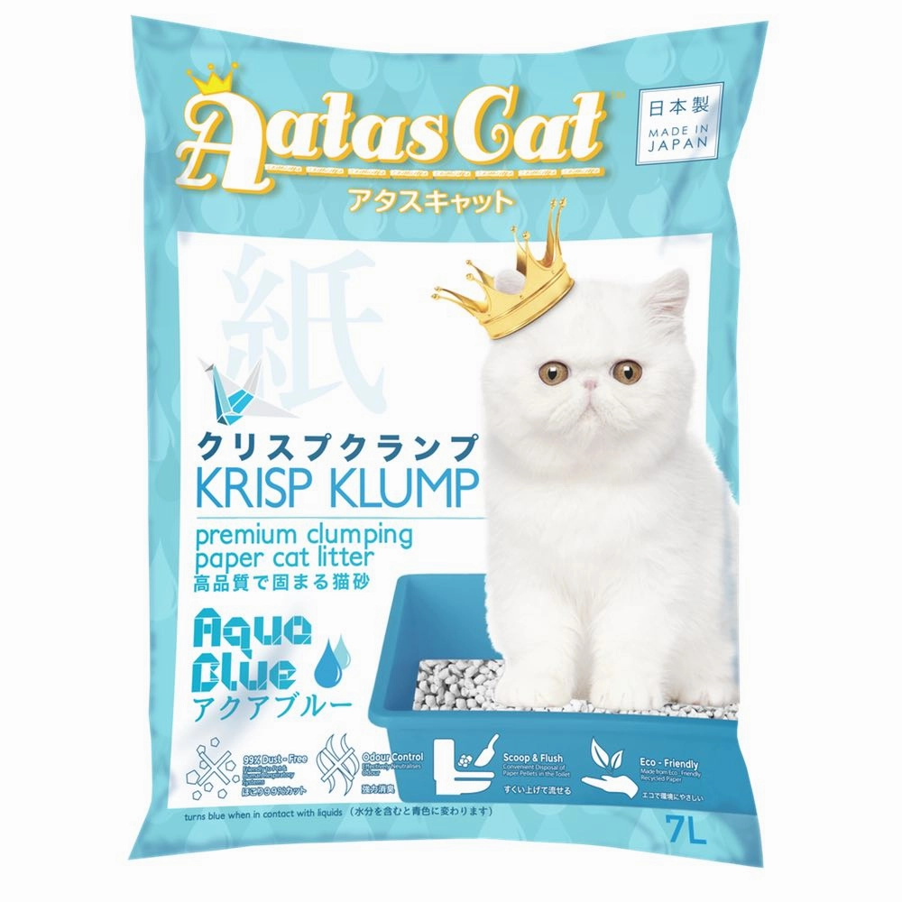 Aatas Cat Krisp Klump Paper Cat Litter Aqua Blue 7L kitten supplies kitten toys kitten food kitten litter box kitten bed
