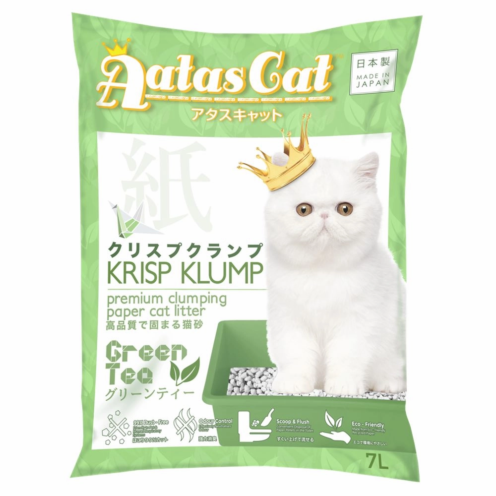 Aatas Cat Krisp Klump Paper Cat Litter Green Tea 7L kitten supplies kitten toys kitten food kitten litter box kitten bed