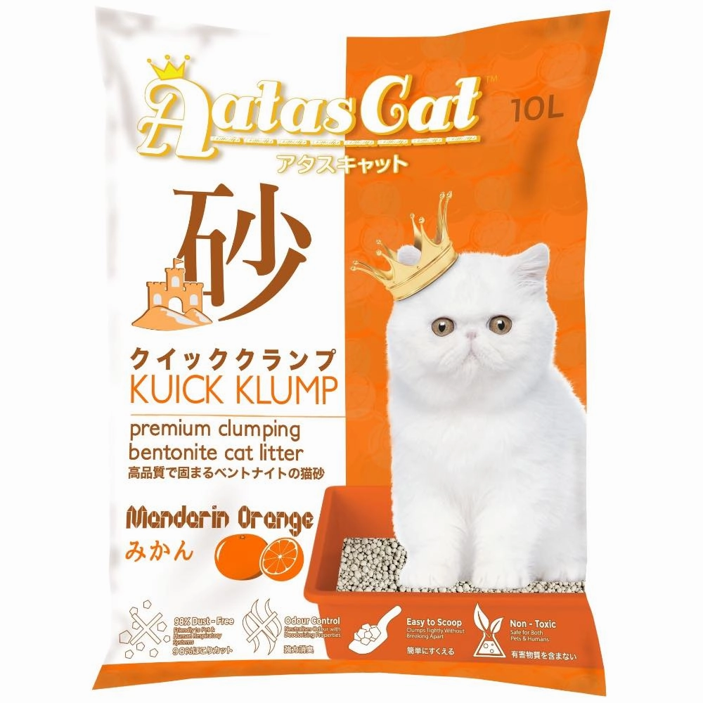 Aatas Cat Kuick Klump Bentonite Cat Litter Mandarin Orange 10L kitten supplies kitten toys kitten food kitten litter box kitten bed
