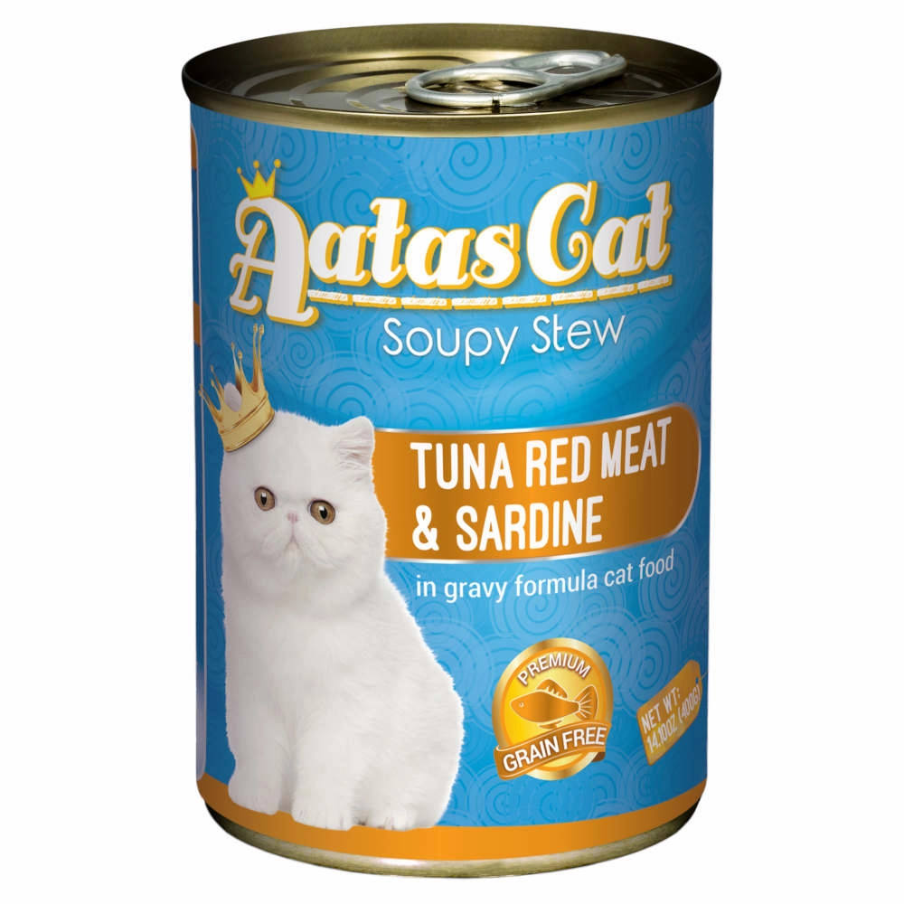 Aatas Cat Soupy Stew Tuna Red Meat With Sardine In Gravy Grain-Free Adult Canned Cat Food 400g cat food cans soft cat food high protein cat food natural cat food senior cat food