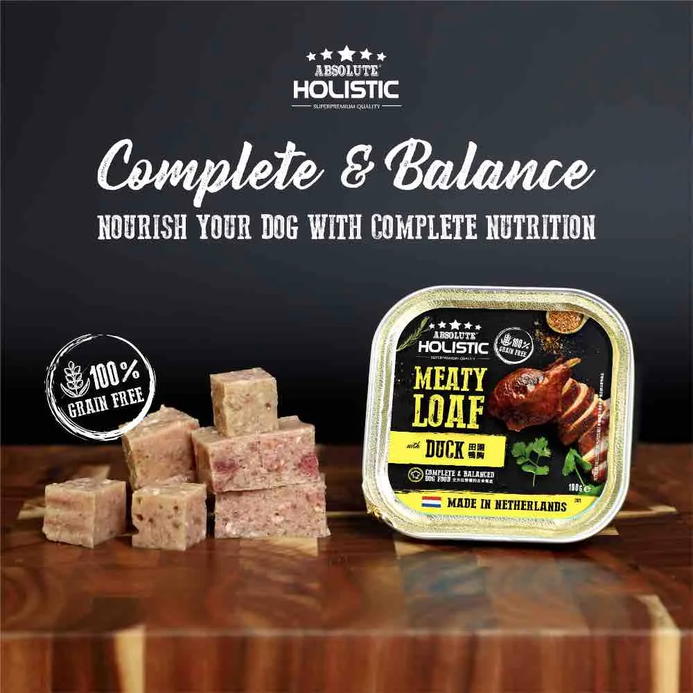 Absolute Holistic Duck Complete & Balanced Meaty Loaf Wet Tray Dog Food 100g