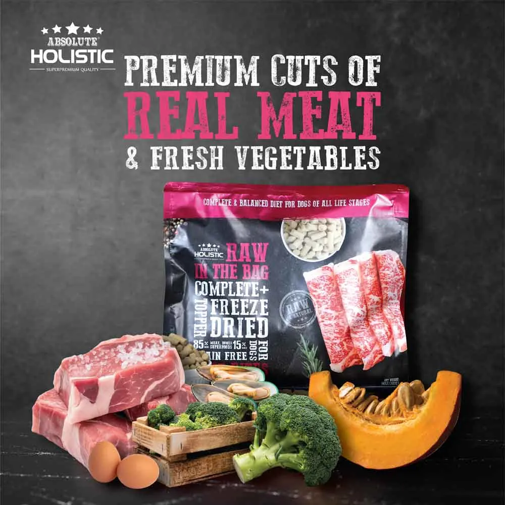 Absolute Holistic Raw in the Bag Pork Bites Complete Freeze Dried Dog Food 14oz