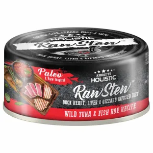 Absolute Holistic Raw Stew Wild Tuna & Fish Roe Grain-Free Canned Cat & Dog Food 80g canned dog food wet dog food grain free dog food dog food with gravy beef dog food
