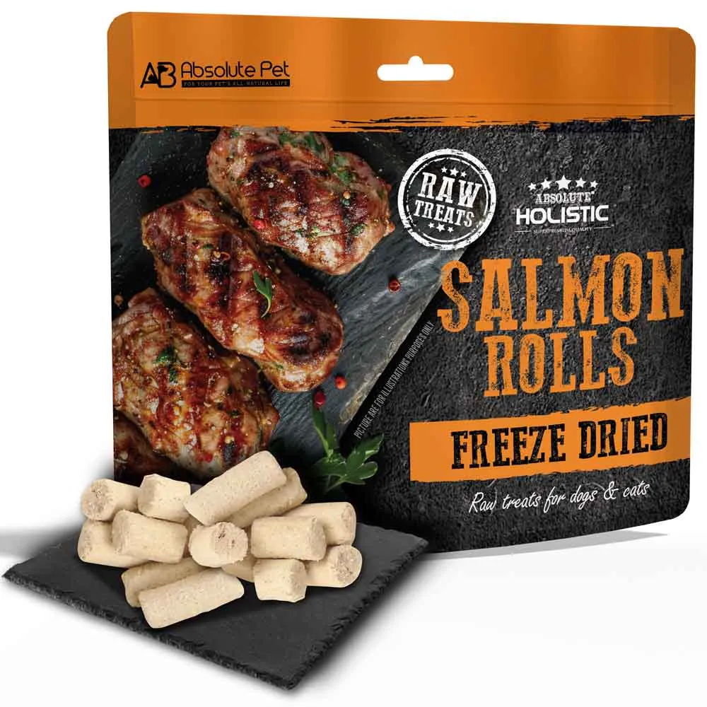 Absolute Holistic Salmon Rolls Freeze Dried Raw Treats for Cats & Dogs 60g dog toys interactive dog toy plush dog toy dog rope toy squeaky toy