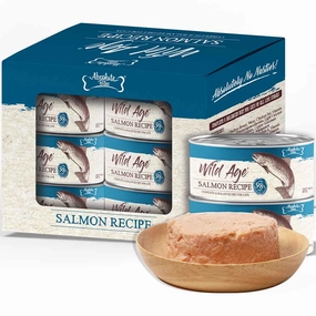 Absolute Bites Wild Age Salmon Complete & Balanced Diet Canned Cat Food 80g - Box of 6 cat snacks catnip treats healthy cat food cat reward treats low calorie cat food