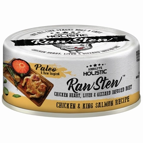 Absolute Holistic Raw Stew Chicken & King Salmon Grain-Free Canned Cat & Dog Food 80g cat food cans soft cat food high protein cat food natural cat food senior cat food