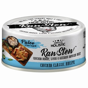 Absolute Holistic Raw Stew Chicken Classic Grain-Free Canned Cat & Dog Food 80g cat food cans soft cat food high protein cat food natural cat food senior cat food