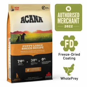 ACANA Heritage Puppy Large Breed Grain-Free Dry Dog Food 11.4kg freeze dried dog treats dog freeze snacks raw dog treat dehydrated dog food meat dog snack