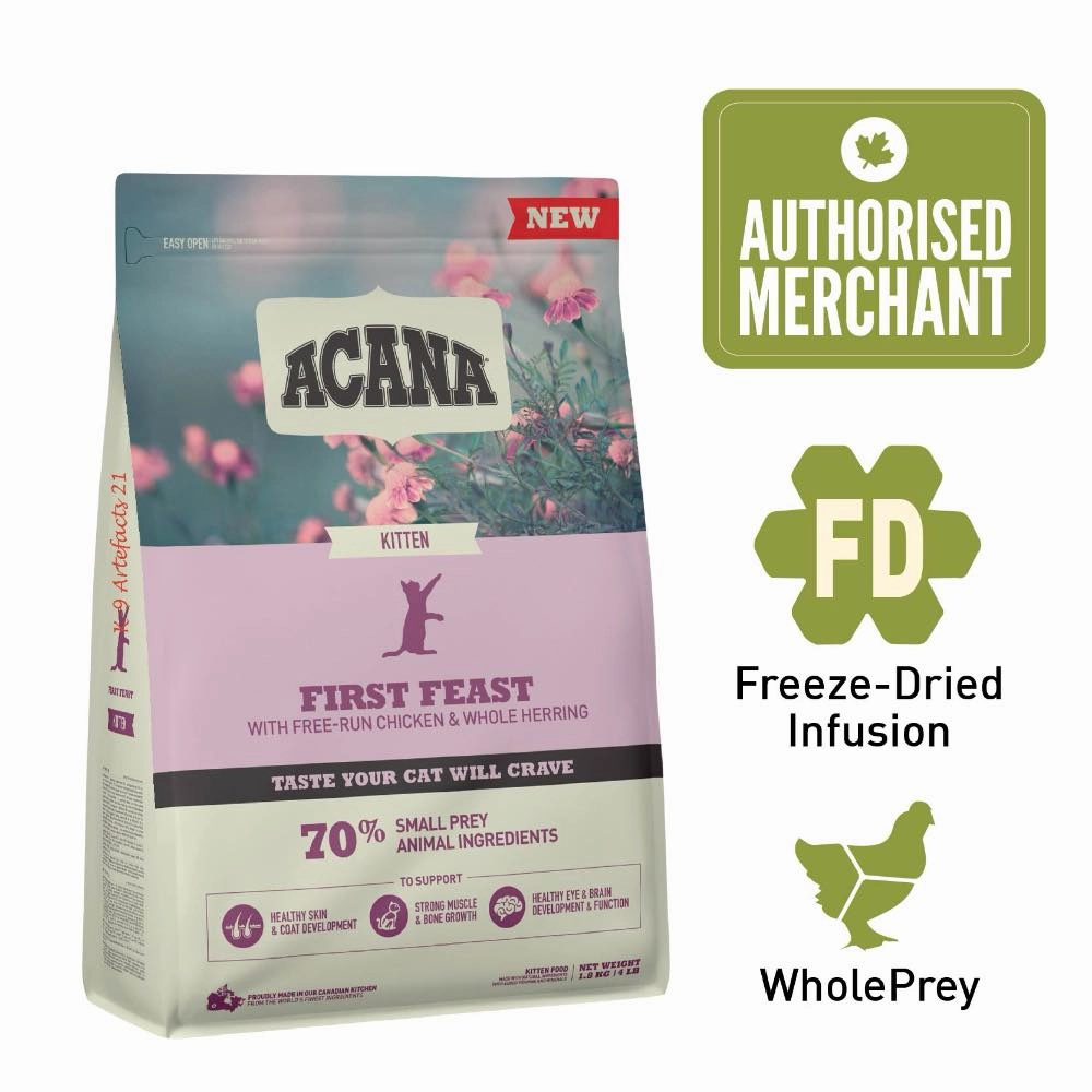 ACANA Freeze-Dried Coated First Feast Kitten Grain-Free Dry Cat Food kitten food wet kitten food kitten milk kitten treats grain free kitten food