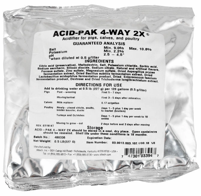 Acid-Pak 4-Way 2X Acidifier for Pigs, Calves, & Poultry puppy accessories new puppy gear puppy bed puppy blanket puppy grooming kit