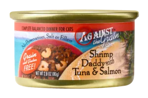 Against the Grain Shrimp Daddy with Tuna and Salmon Canned Cat Food cat calming diffuser cat stress relief anxiety cat treats cat relaxing spray pet mood aid