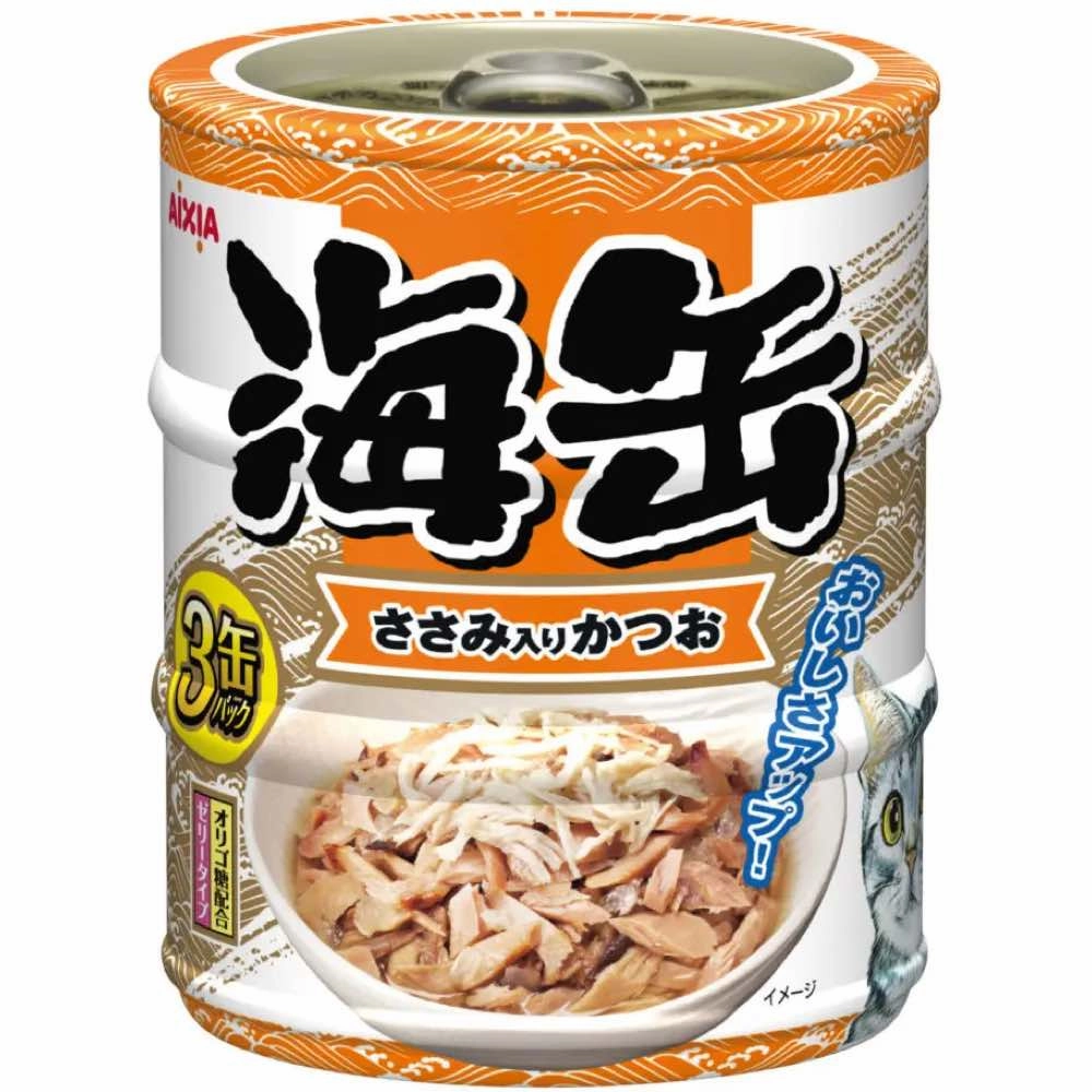 Aixia Umi-Can Mini Skipjack Tuna With Chicken Fillet Canned Cat Food 60g x 3 cat food cans soft cat food high protein cat food natural cat food senior cat food