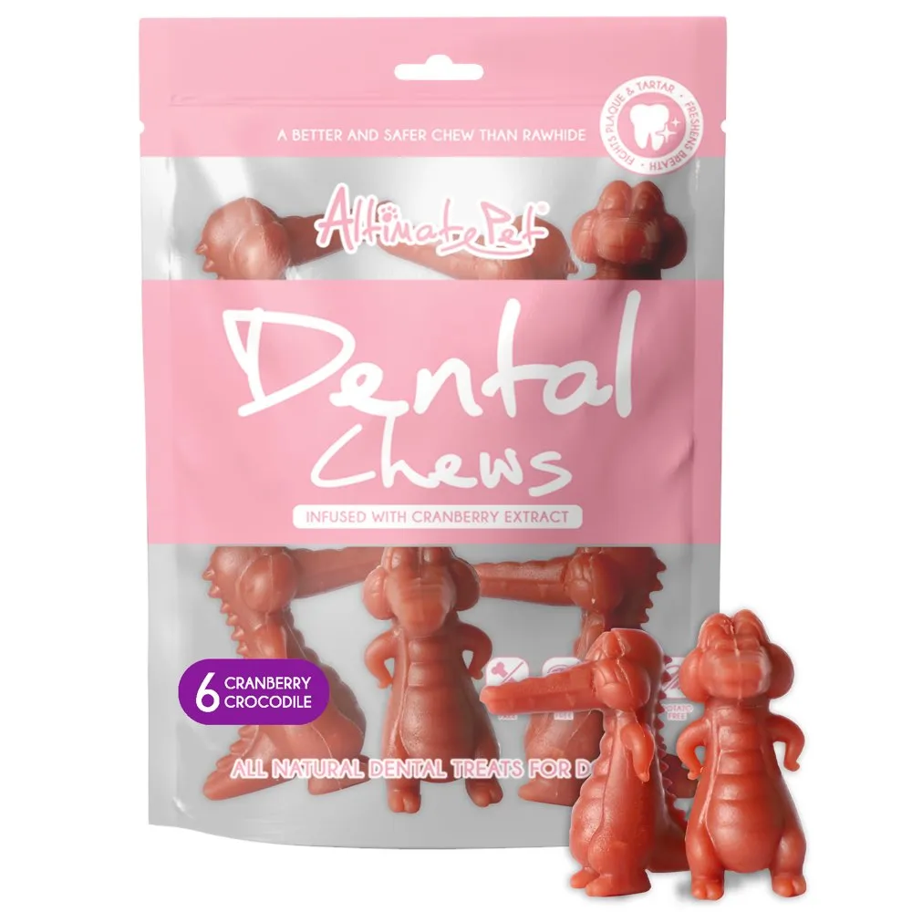 Altimate Pet Cranberry Crocodile Dental Dog Treats 6pc no pull dog harness nylon dog leash dog walking set dog vest harness pet lead