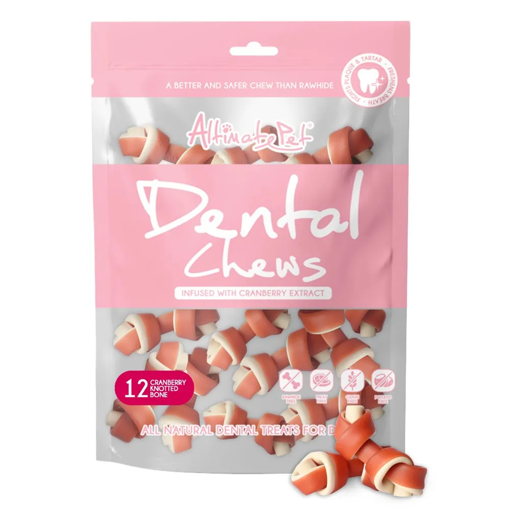 Altimate Pet Cranberry Knotted Bone Dental Dog Treats 12pc dog toys interactive dog toy plush dog toy dog rope toy squeaky toy