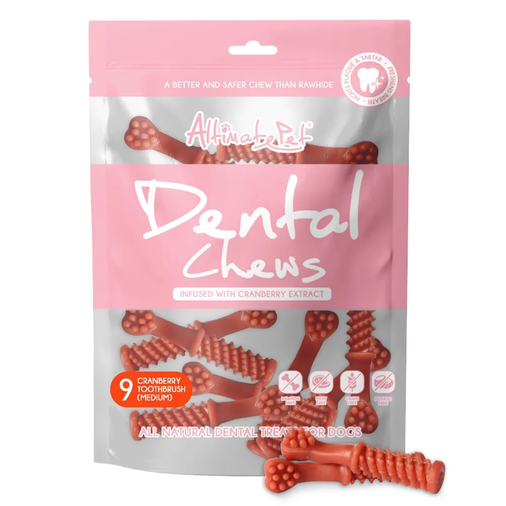 Altimate Pet Cranberry Toothbrush Medium Dental Dog Treats 9pc dog toys interactive dog toy plush dog toy dog rope toy squeaky toy