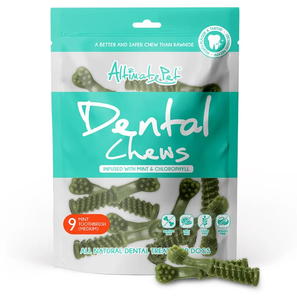 Altimate Pet Mint & Chlorophyll Toothbrush Medium Dental Dog Treats 9pc no pull dog harness nylon dog leash dog walking set dog vest harness pet lead
