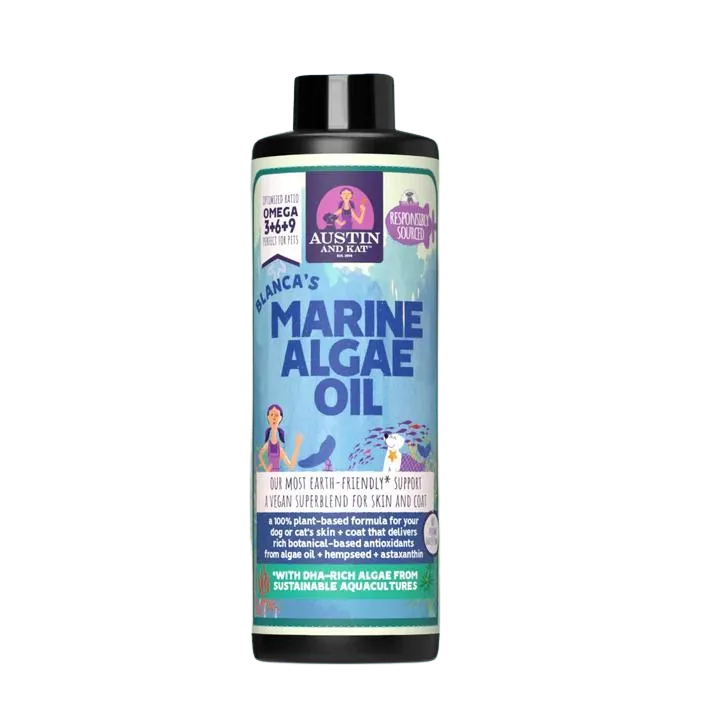 Austin & Kat Blanca's Marine Algae Oil 16oz Bottle pig feed piglet nutrition pig food pellets pig vitamins pig treats