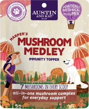 Austin and Kat Meal Enhancing Topper - Harper's Mushroom Medley Immunity 60g Pouch pig feed piglet nutrition pig food pellets pig vitamins pig treats