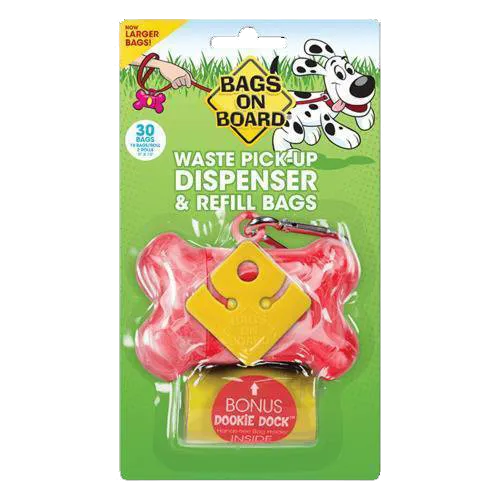 Bags on Board Marble Bone Waste Pick-Up Dispenser & Refill Bags Pink 30bags dog training treats training clicker crate training set travel bowl portable water bottle