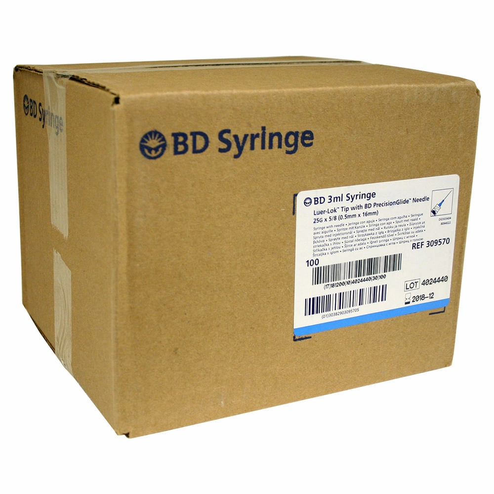 BD Luer-Lock (LL) Syringe with Needle Combo, 3cc with 25ga x 5/8", Box of 100 poultry remedies poultry supplement goat vitamins sheep probiotics animal health boost