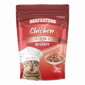 Beefeaters Wet Cat Food Pouch, Chicken Chunk in Gravy, 3 oz, Case of 24 cat scratchers cat towers cat window perch cat heating pad cat calming spray