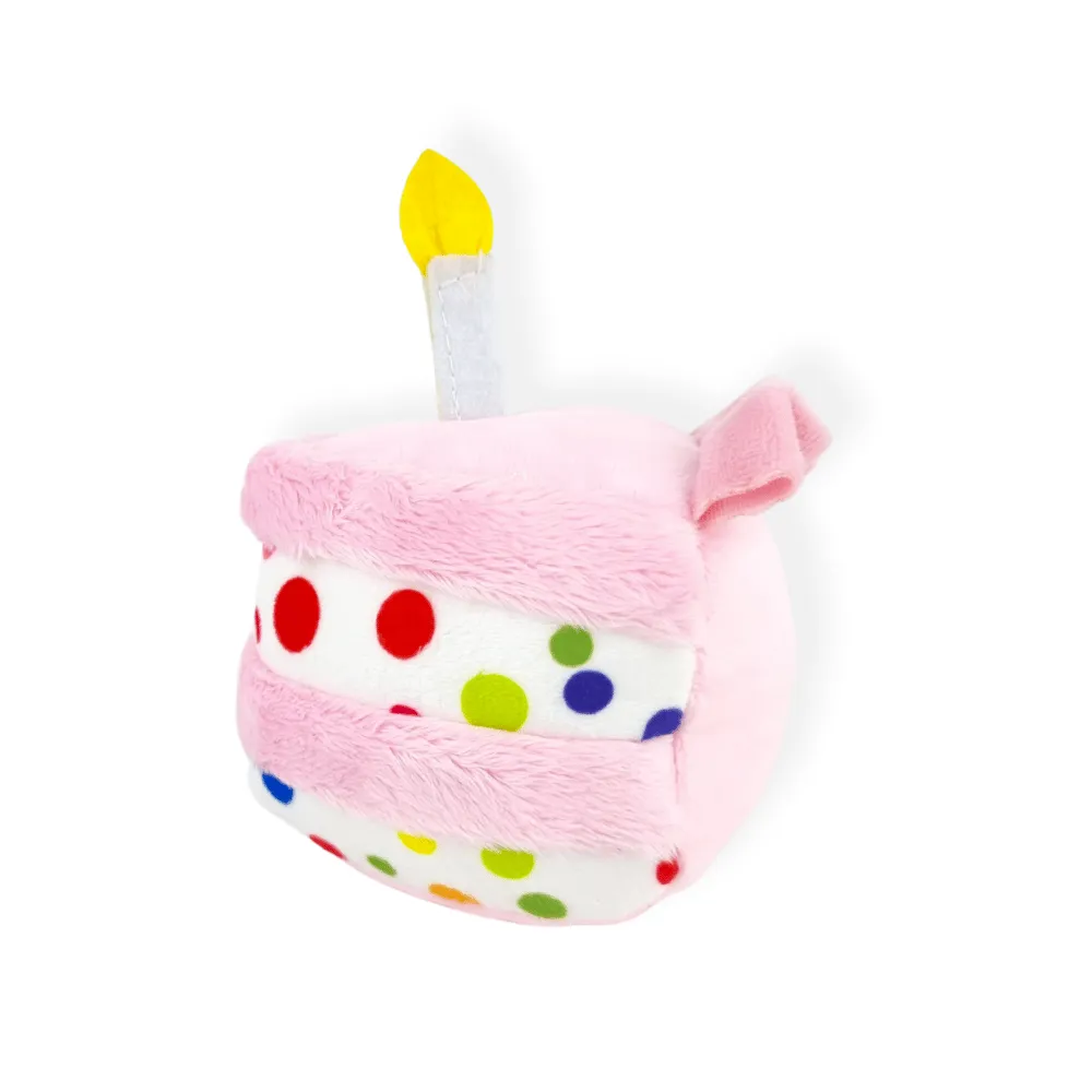 Birthday Cake Slice Dog Toy Pink dog toys indestructible dog toys dog tug toys dog plush chew resistant toy