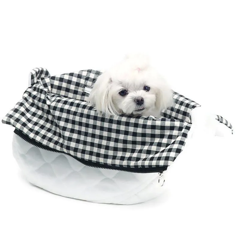 Black Check Inner Cooling Bag For Fundle dog bowtie leather collar dog charm dog party wear dog scarf set