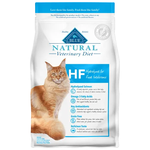 Blue Buffalo BLUE Natural Veterinary Diet HF Hydrolyzed Salmon Dry Cat Food cat treats toys for cats cat hair remover cat cleaning supplies cat food bowl