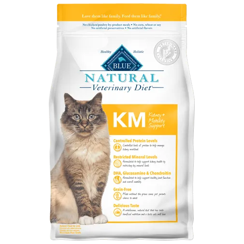 Blue Buffalo BLUE Natural Veterinary Diet KM Kidney   Mobility Support Dry Cat Food cat treats toys for cats cat hair remover cat cleaning supplies cat food bowl