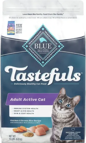 Blue Buffalo Tastefuls Adult Active Cat Chicken & Brown Rice Recipe Dry Food freeze dried dog food raw food for dogs dog freeze meal high protein dog food grain free freeze dog food