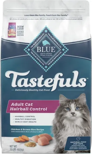 Blue Buffalo Tastefuls Adult Cat Hairball Control Chicken & Brown Rice Recipe Dry Food freeze dried dog food raw food for dogs dog freeze meal high protein dog food grain free freeze dog food