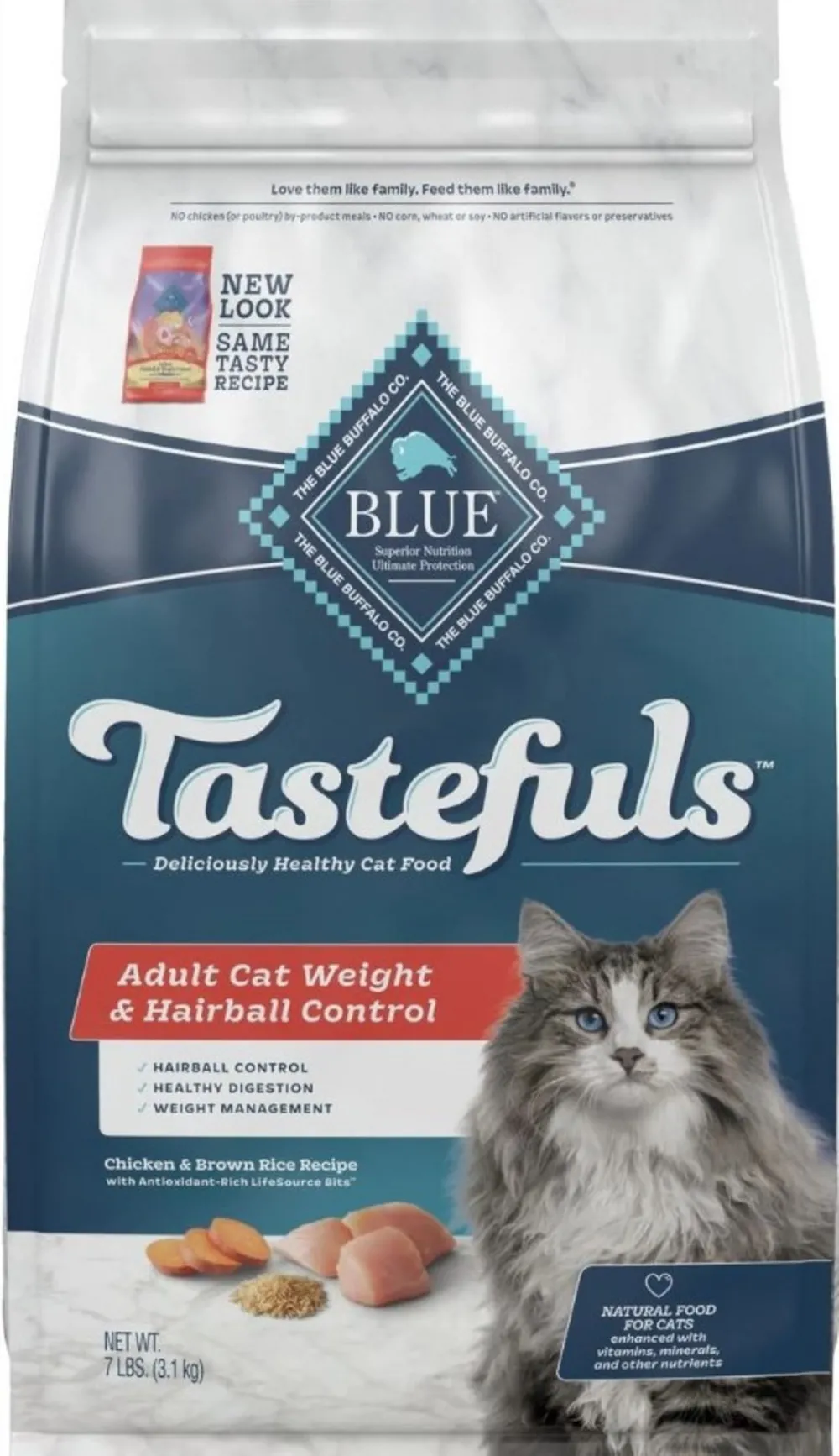 Blue Buffalo Tastefuls Adult Cat Weight & Hairball Control Chicken & Brown Rice Recipe Dry Food freeze dried dog food raw food for dogs dog freeze meal high protein dog food grain free freeze dog food
