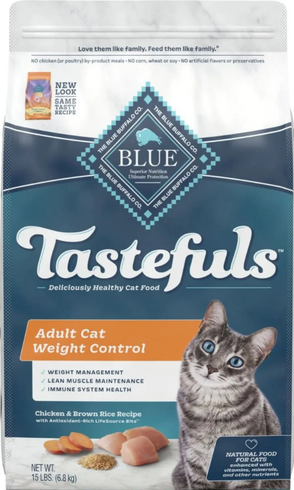 Blue Buffalo Tastefuls Adult Cat Weight Control Chicken & Brown Rice Recipe Dry Food freeze dried dog food raw food for dogs dog freeze meal high protein dog food grain free freeze dog food
