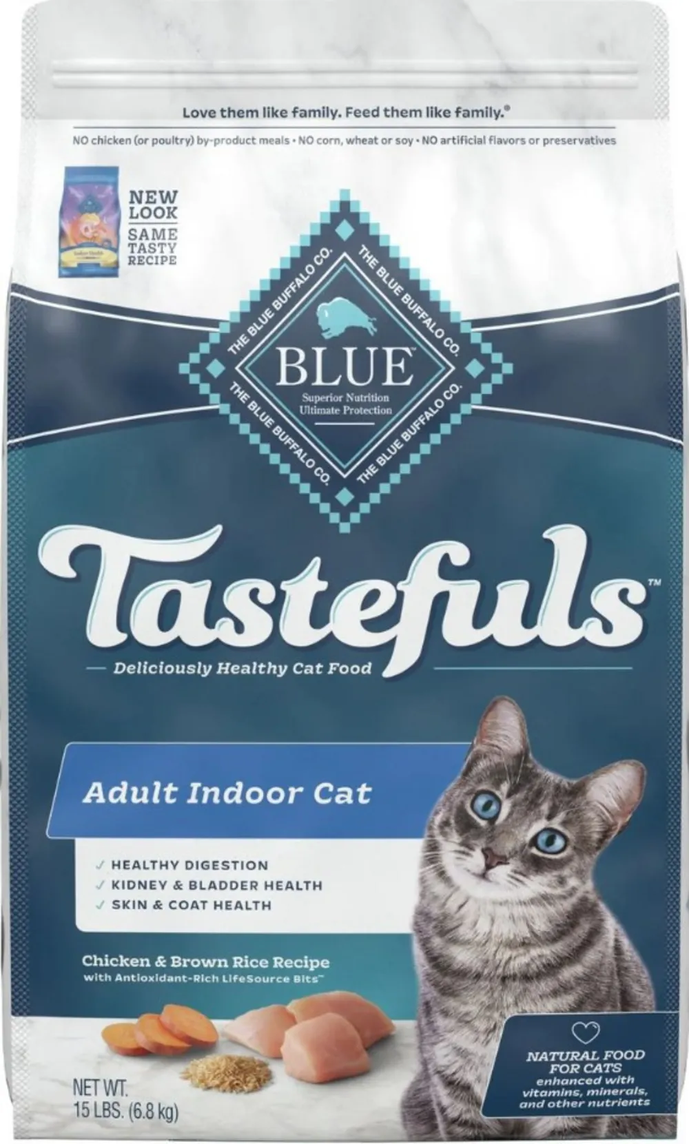 Blue Buffalo Tastefuls Adult Indoor Cat Chicken & Brown Rice Recipe Dry Food freeze dried dog food raw food for dogs dog freeze meal high protein dog food grain free freeze dog food