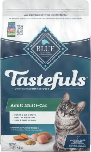 Blue Buffalo Tastefuls Adult Multi-Cat Chicken & Turkey Recipe Dry Food freeze dried dog food raw food for dogs dog freeze meal high protein dog food grain free freeze dog food