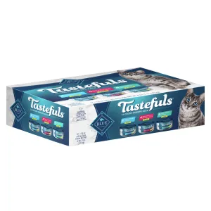 Blue Buffalo Tastefuls Adult Natural Flaked Variety Pack with Tuna, Chicken, and Fish & Shrimp Entrees in Gravy Wet Cat Food cat calming diffuser cat stress relief anxiety cat treats cat relaxing spray pet mood aid