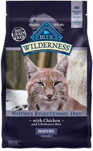 Blue Buffalo Wilderness High-Protein Grain-Free Mature Chicken Recipe Dry Cat Food freeze dried dog food raw food for dogs dog freeze meal high protein dog food grain free freeze dog food