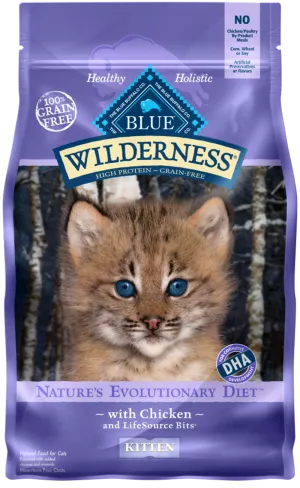 Blue Buffalo Wilderness Kitten High-Protein Grain-Free Chicken Recipe Dry Cat Food freeze dried dog food raw food for dogs dog freeze meal high protein dog food grain free freeze dog food