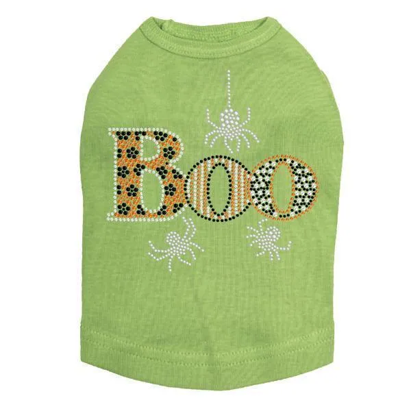 Boo With Silver Spiders Rhinestone Dog Tank