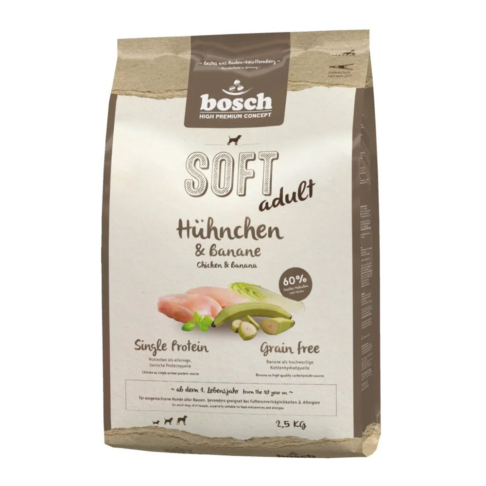 Bosch High Premium Soft  Adult Chicken & Banana Grain Free Dry Dog Food freeze dried dog treats dog freeze snacks raw dog treat dehydrated dog food meat dog snack
