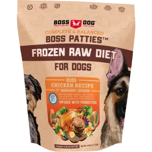 Boss Dog Frozen Complete Raw Chicken 8oz. Patties 6lb Bag livestock health goat wellness poultry spray cattle health aid goat nutrition