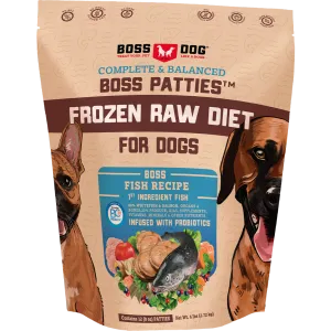 Boss Dog Frozen Complete Raw Fish 8oz. Patties 6lb Bag *Special Order Only* livestock health goat wellness poultry spray cattle health aid goat nutrition