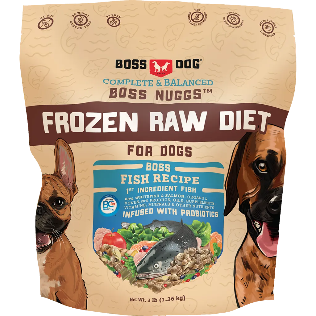 Boss Dog Frozen Complete Raw Fish Nuggs 3lb Bag *Special Order Only* livestock health goat wellness poultry spray cattle health aid goat nutrition
