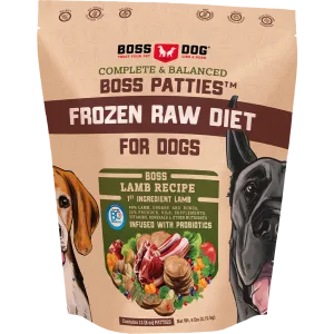 Boss Dog Frozen Complete Raw Lamb 8oz. Patties 6lb Bag livestock health goat wellness poultry spray cattle health aid goat nutrition