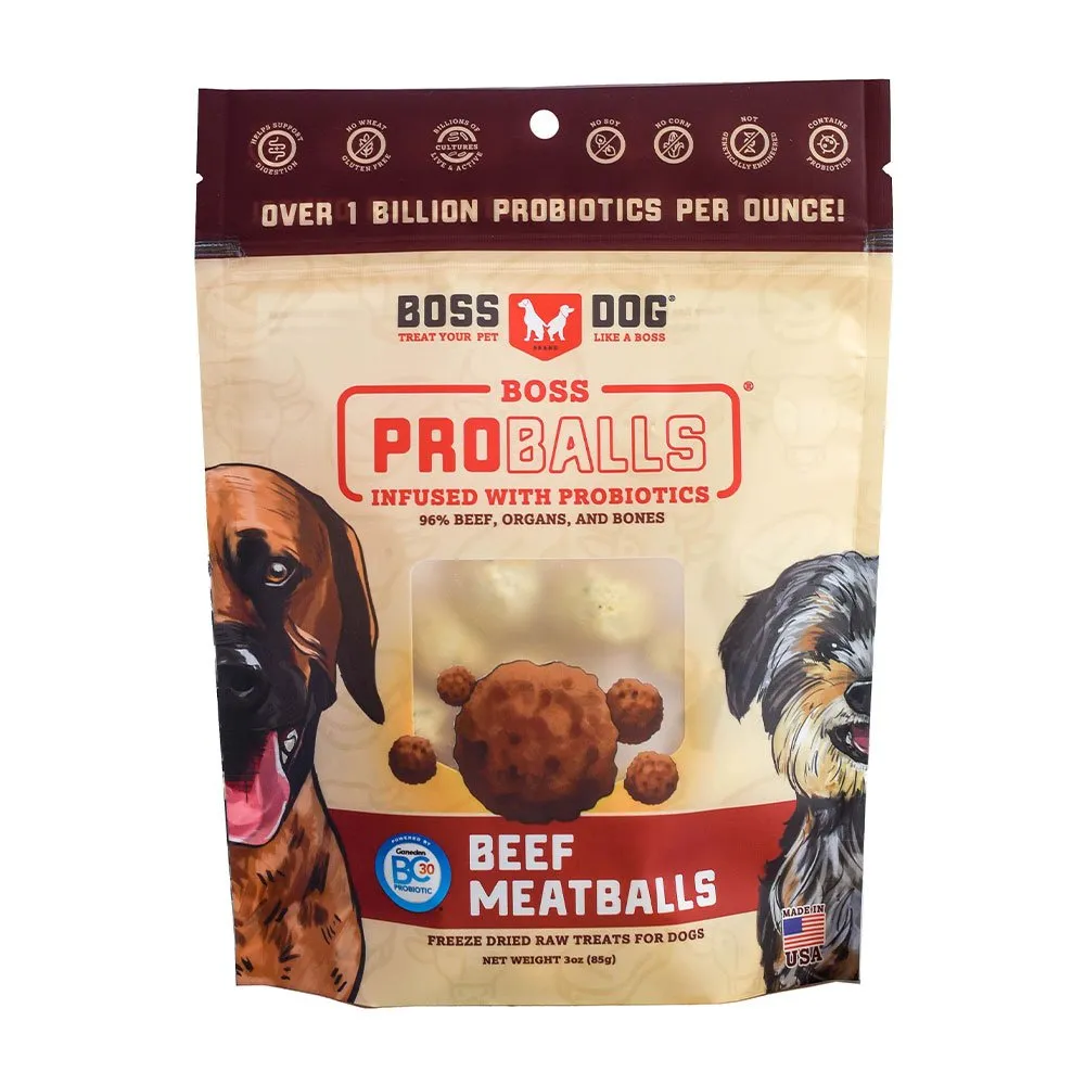 Boss Dog Proballs Freeze-Dried Raw Beef Meatballs Dog Treat 3oz Bag goat vitamins sheep health poultry medicine livestock supplement animal wellness